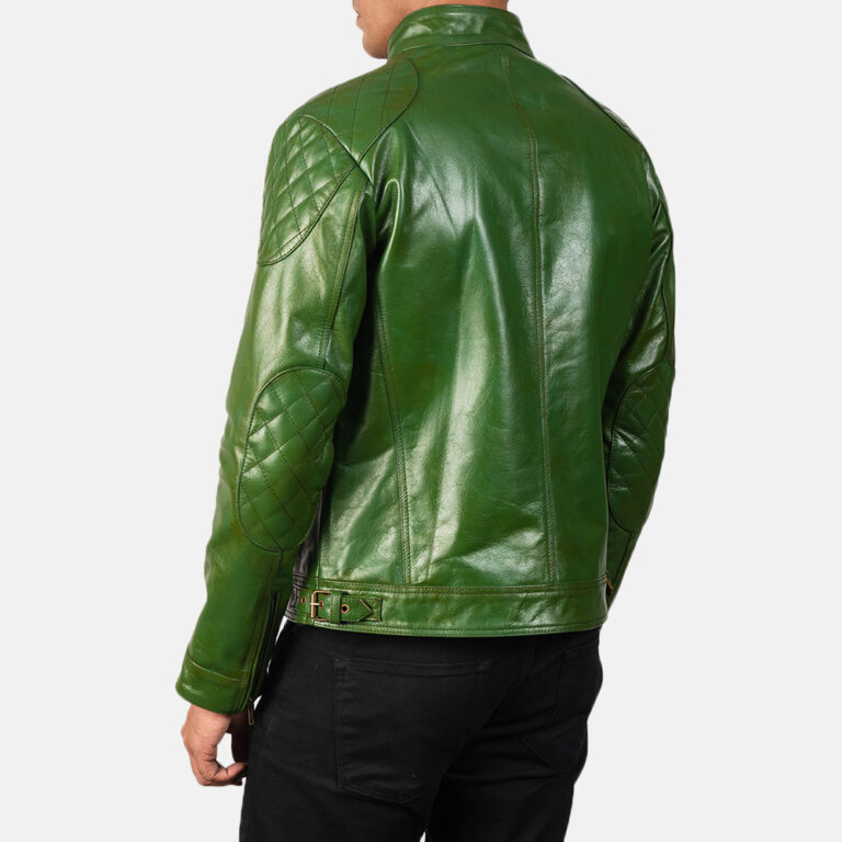 Mens Gatsby Green Leather Biker Jacket6124-8-1568635942565